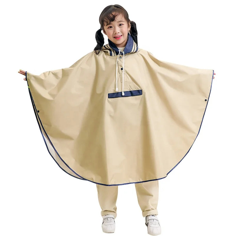 Nylon Children's -style Waterproof Raincoat for Boys and Girls Hiking & Electric Car Compatible
