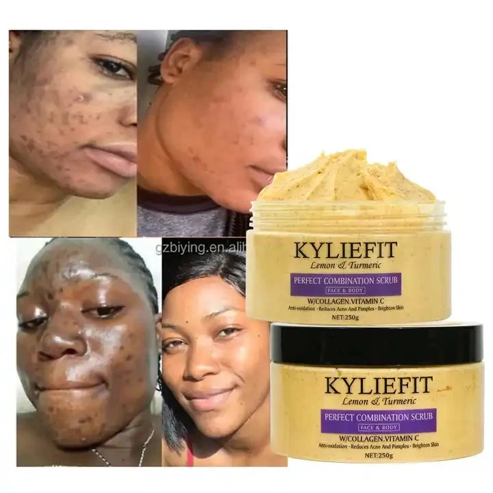 Customized High Quality Natural Tumeric Glow Hand Remove Old Dead Skin Bath Anti-acne Whitening Face Body Scrub for Black Skin