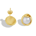 Fashion Elegant S925 Sterling Pure Silver 18K Gold Plated Big Pearl Stud Earrings for Women Ladies Party Jewelry