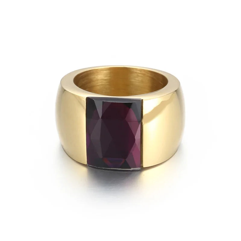 Kalen Multicolor Personalized Stainless Steel Ladies Ring Fashion Jewelry Wide Wedding Anniversary Engagement Rings