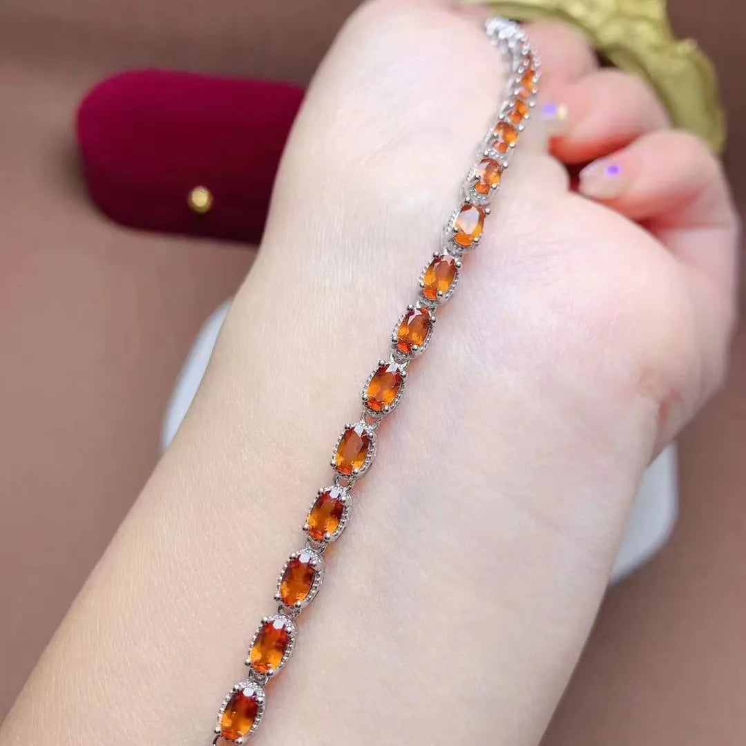 Hot Sale Custom 925 Sterling Silver Natural Garnet Gemstone Beads Bracelets for Women Gold Plated Charm for Parties Wholesale