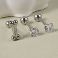 Fashion 316L Surgical Steel Body Jewelry 14G Bone Shape Heart Zircon Tongue Barbell Piercings Ball Rings Wedding Pearl Main
