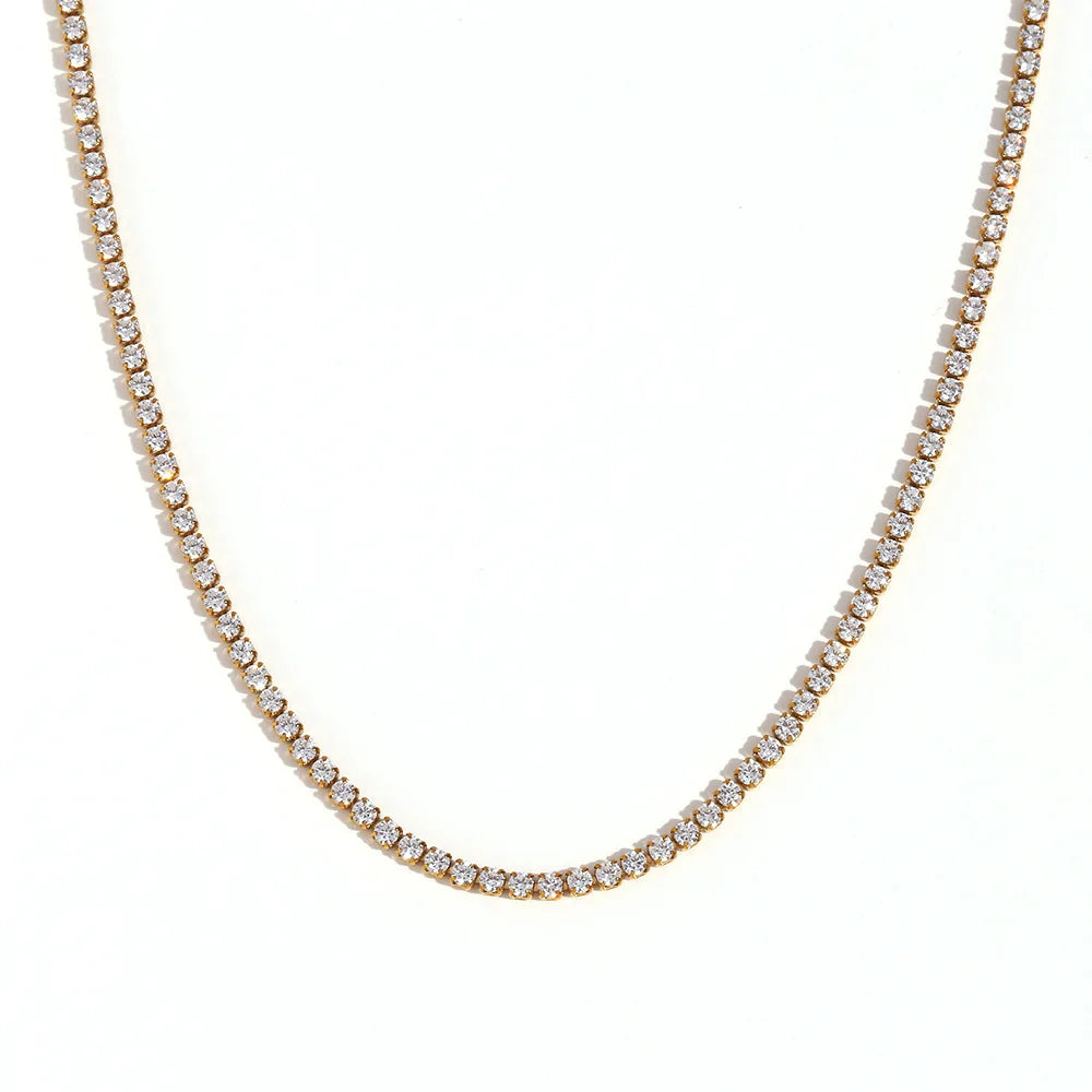 European American Luxury 40cm Chain 2mm Zircon Bracelet Necklace in Gold Fashionable Ins Popular Jewelry Accessible Luxury