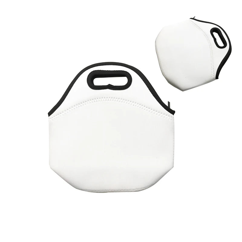 Ready to Ship Neoprene Sublimation White Lunch Cooler Bag Insulated Picnic Lunch Tote Bag