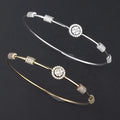 925 Sterling Silver Bracelets & Bangles Gold Plated Minimalist Jewelry Diamond Cubic Zircon Plain Stretch Cuff Bangle for Women