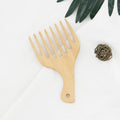 Customized Label Natural Bamboo Wide Tooth Afro Pick Comb Professional Wooden Comb Curved Handle for Men's Hair Care Use Home