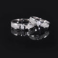 Abiding High-end 2 Row Designer 925 Sterling Silver Half Eternity Band Moissanite Couple Ring Set Men Women Wedding Band
