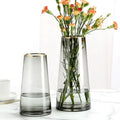 Modern Trapezoid Borosilicate Glass Flower Vase Gold Rim Eco-friendly Handmade Home Wedding Decoration for Living Room Dining