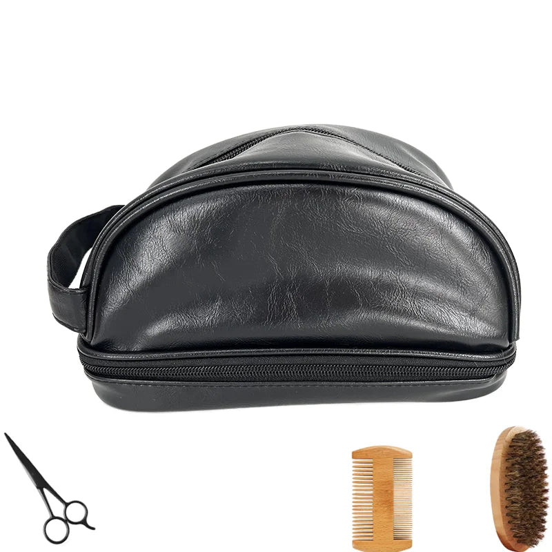 Large Genuine Leather Men Toiletry Bag Travel Toiletry Organizer Dopp Kit Shaving Bag for Toiletries Accessories
