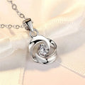 CAOSHI Women's Wedding Necklace for Simple Style Round Imitated Diamond Silver Plated CZ Pendant Necklaces for Women Engagement