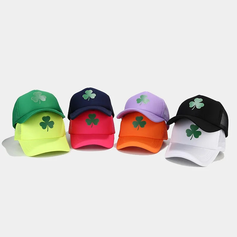 2023 New Clover Pattern Custom Baseball Cap Hat Spring Summer Outdoor Breathable Sunscreen Mesh Sports Caps Baseball