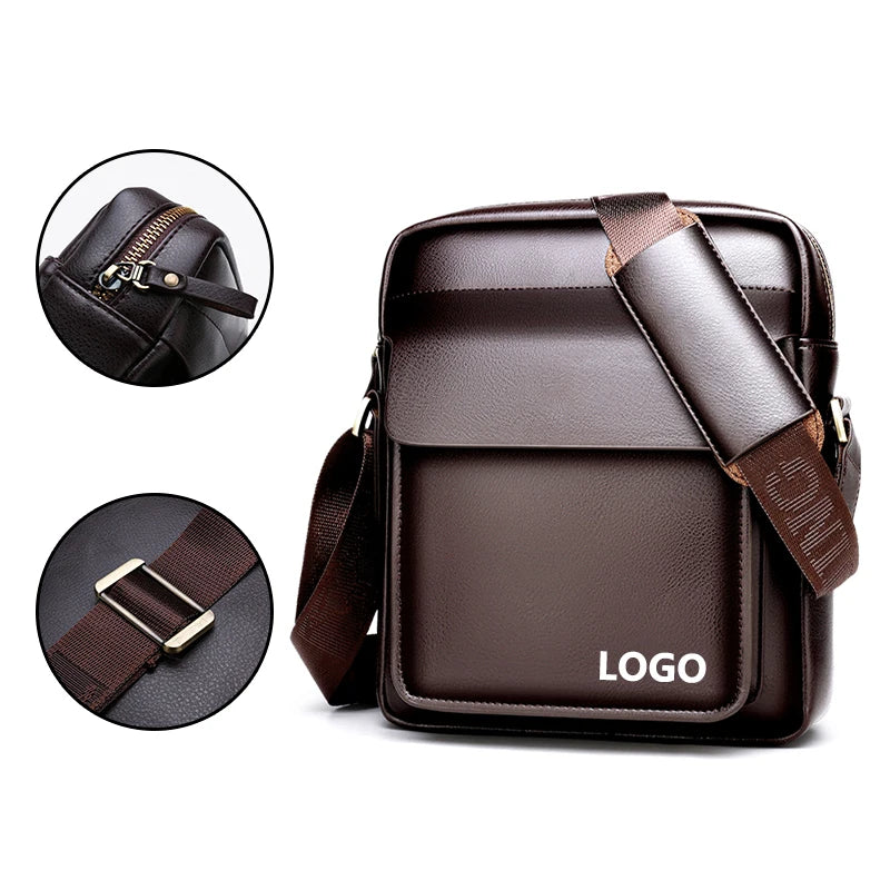 New Fashion PU Leather Business Casual Outdoor Travel Men Shoulder Bag Messenger Business Briefcase