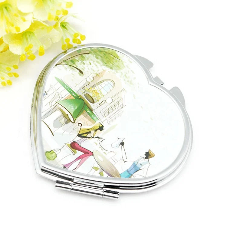 Blanks Sublimation Heart Shape Pocket Compact Mirror for Custom Logo