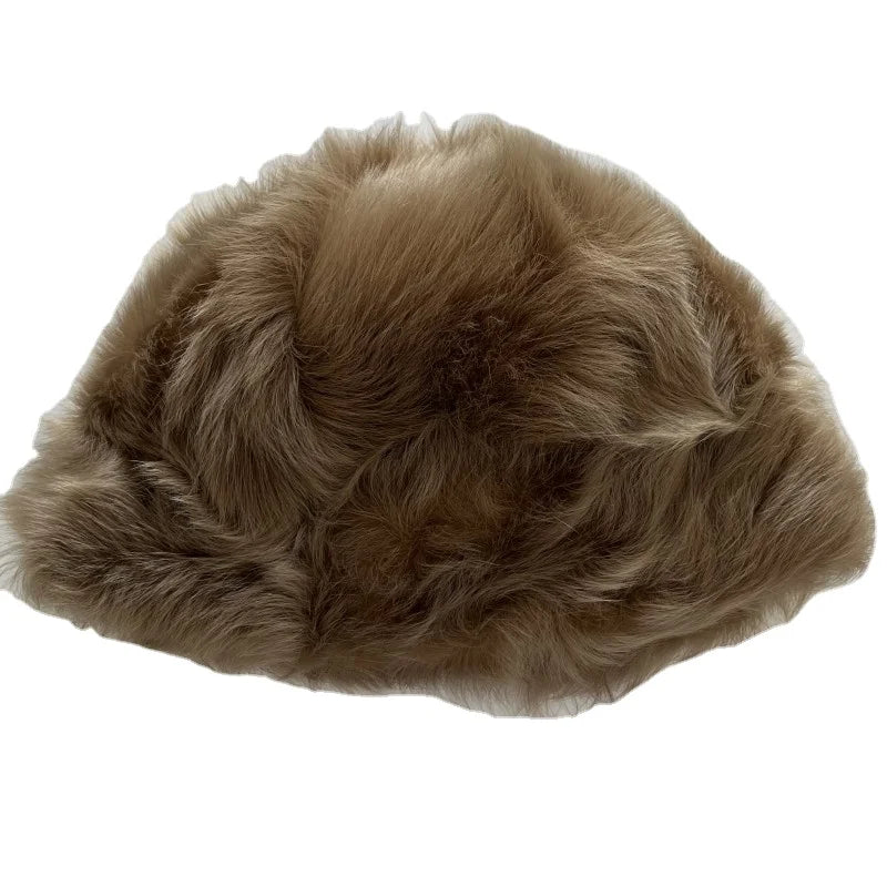Sample Support Custom Winter Warm Factory Price Real Sheepskin Fur Lamb Fur Women Fashion Long Hair Tuscany Real Fur Winter Hat