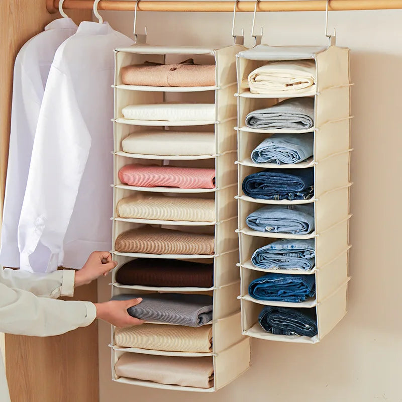 Large Capacity Hanging Organization Bag for Closet Space Layered Fabric Storage Artifact for Pants Clothing Other Items