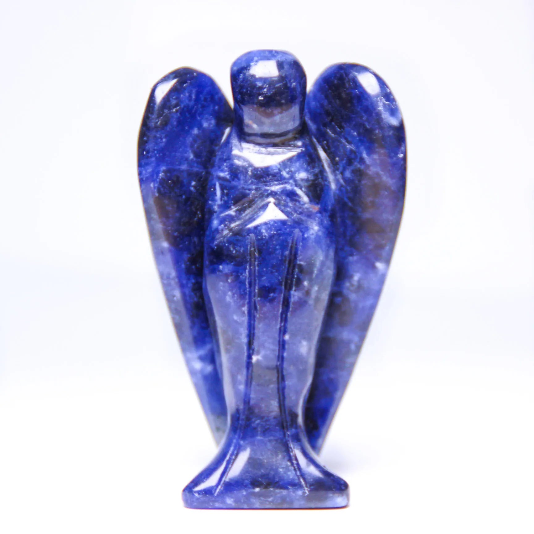 Hongzhuo Gemstone Sodalite Angel Statue Hand Carved Semi-Precious Craft 7.5 cm Decor Healing Reiki Crafts