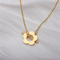 Women's Jewelry 18K Gold Plated Stainless Steel Paper Clip Link Chain Long OT T Bar Daisy Clasp Necklace