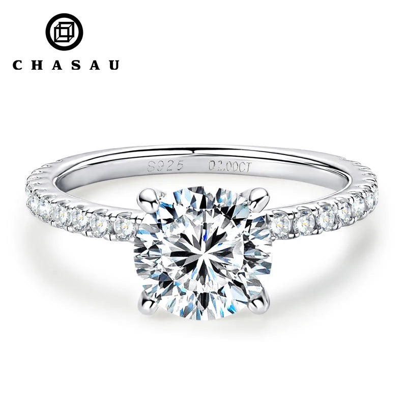 Wedding Classic Design 8mm 2.0ct Stackable Rings 2CT Engagement Bridal Finger Hidden Halo Ring for Women