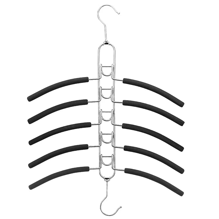 5-Tier Foam Padded Hangers Space Saving Foldable Metal Clothes Hanger Non-Slip Multi Layer Garment Organizer for Coats Shirts