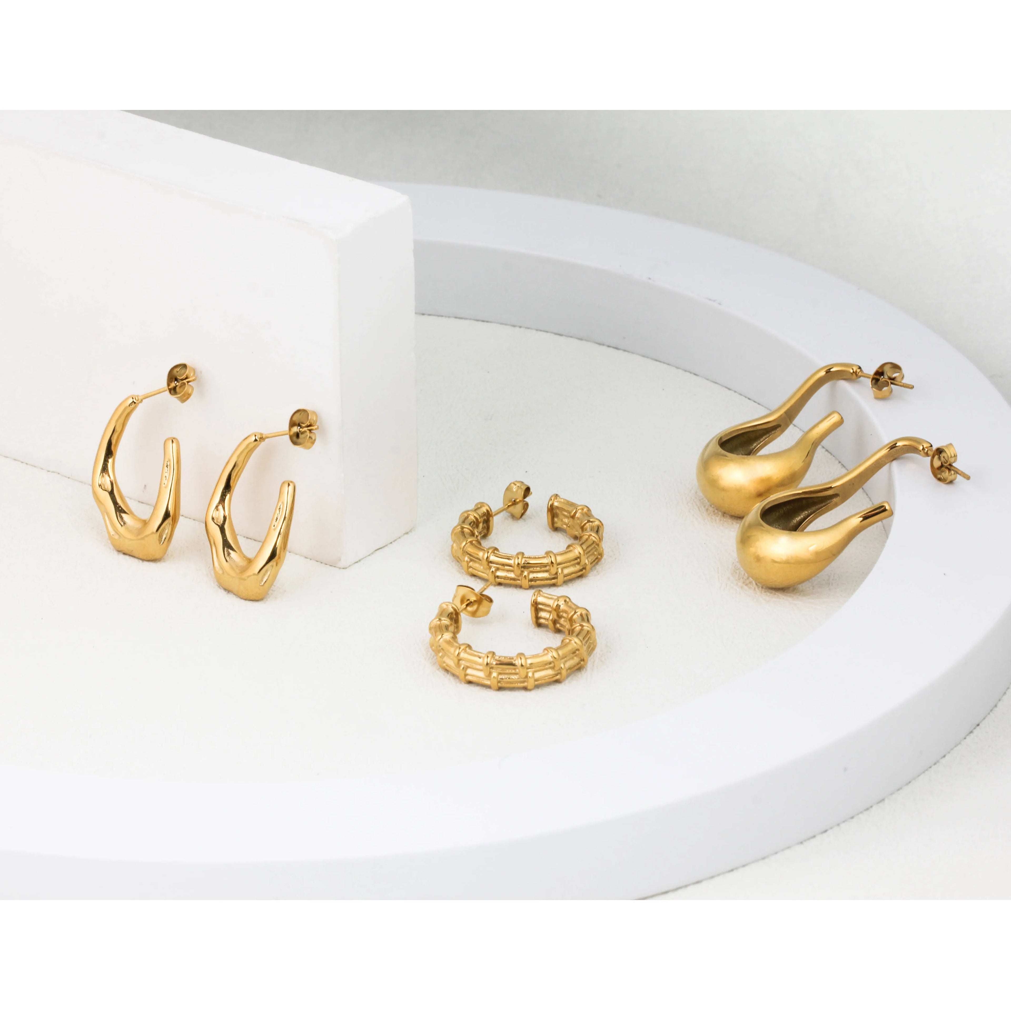 JUSNOVA Custom Women's Stainless Steel Drop Earrings Waterproof Gold Plated Fashion Jewelry