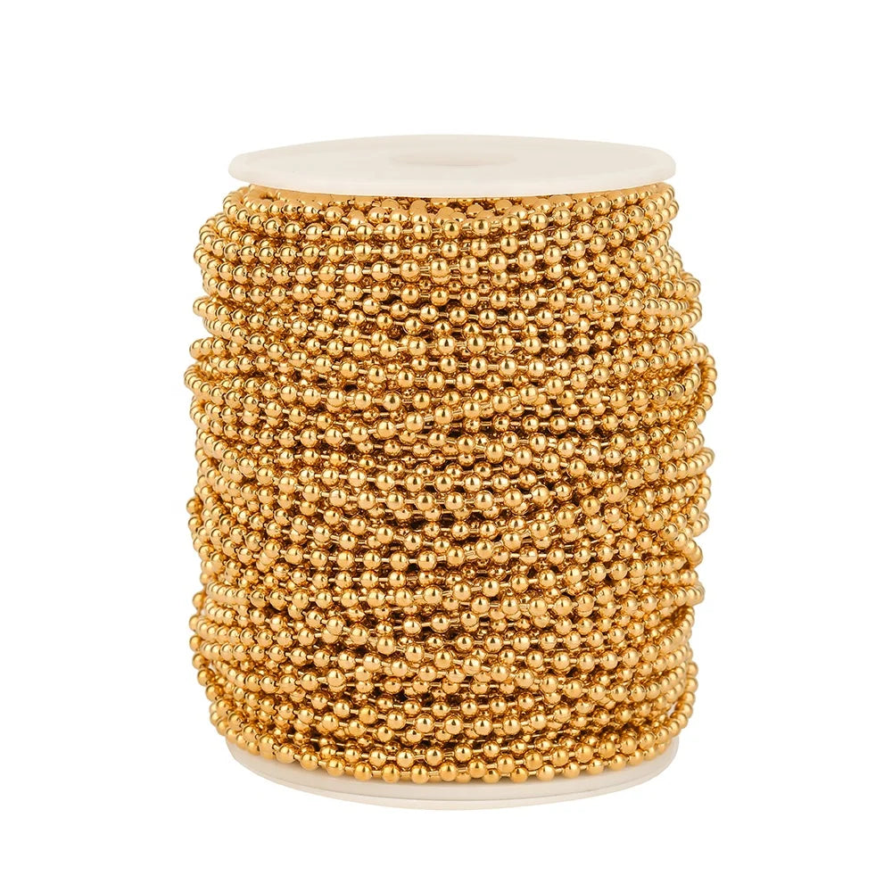 1meter Stainless Steel Gold Plated Bead Chains for DIY Findings Necklace Supplies Bracelet Materials Jewelry Wholesale