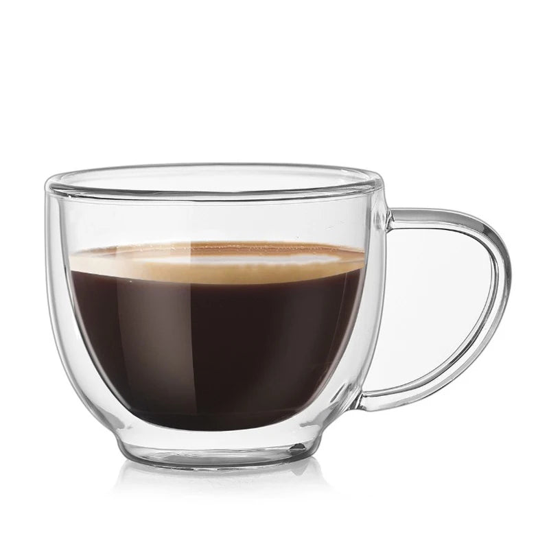 Wholesale Best 200ml Insulated Borosilicate Glass Double Wall Espresso/Coffee Mugs Lead Free with Handle