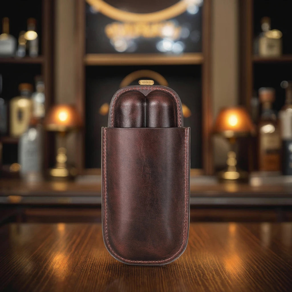 Modern Retro Style Luxury MDF Wooden Cabinet Custom Genuine Leather Humidor for Men Portable Lacquer Technics Cigar Box Wooden