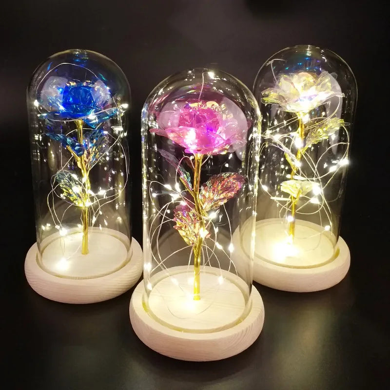 L06326 Wholesale  Gold Foil Rose Gift Flower LED Light String on the Rose Valentine's Day Galaxy Rose