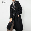 Black Women's Coat New Coat Autumn and Winter Large Size Hepburn Style Double-sided Cashmere Woolen Coat Water Ripples