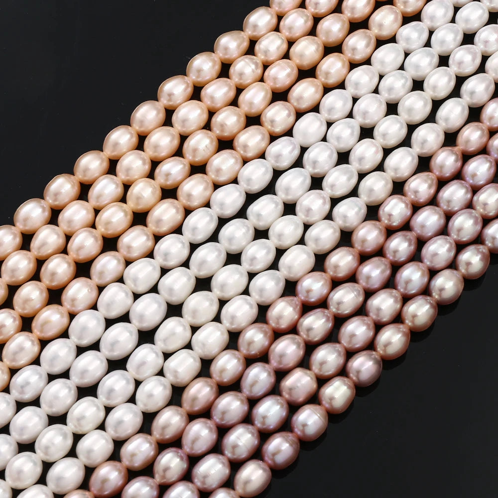 AsVrai U 7-8mm 5A Natural Freshwater Pearl Beads Rice Shape Loose Beads for Jewelry Making DIY Necklace Bracelet  Accessories