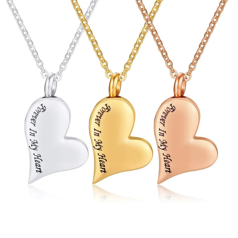 SSeeSY Custom Name logo Keepsake Fashion Jewelry Heart Design Stainless Steel Cremation Urn Pendant Necklace Valentines Day Gift