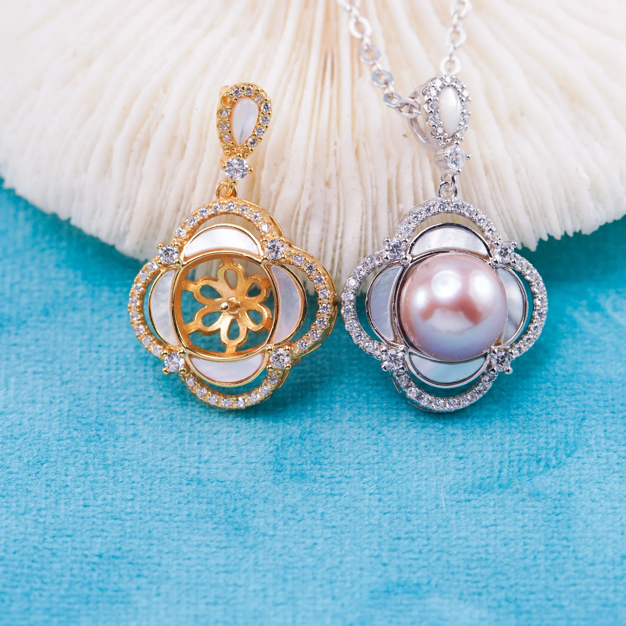 P011072 DIY 6-8mm Natural Freshwater Pearl Pendant Accessory 925 Sterling Silver Engagement Jewelry Necklace for Women