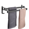 Adhesive Bathroom Towel Rack Matte Black Self-Adhesive Double Towel Bar Holder Hooks Modern Aluminum Towel Rod for Hotel Use