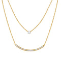 Wholesale New Stainless Steel 18k Gold Pvd Plated Diamond Pendant Double Layer Necklace Smile Pendant Fashion Jewelry for Women