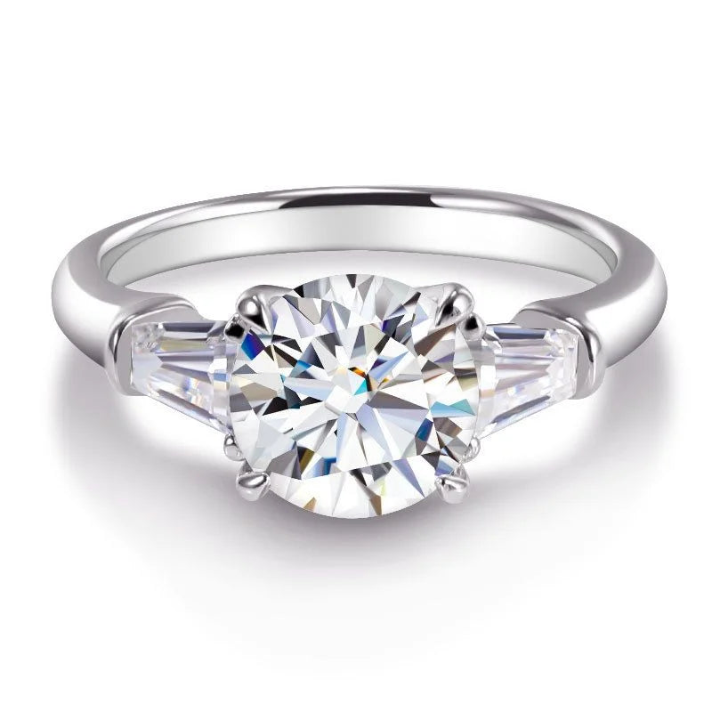 Unisex 925 Sterling Silver Moissanite Engagement Band with Prong Setting 2ct Elegant Wedding Ring