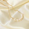Stainless Steel Jewelry 18K Gold Plated Clavicle Chain Natural Freshwater Pearl Necklace