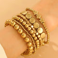 Wholesale Gold Color Sweet Cool Couple Beach Style Handmade Bead Elastic Bracelet Star Shape Round Bead Bracelet Set for Women