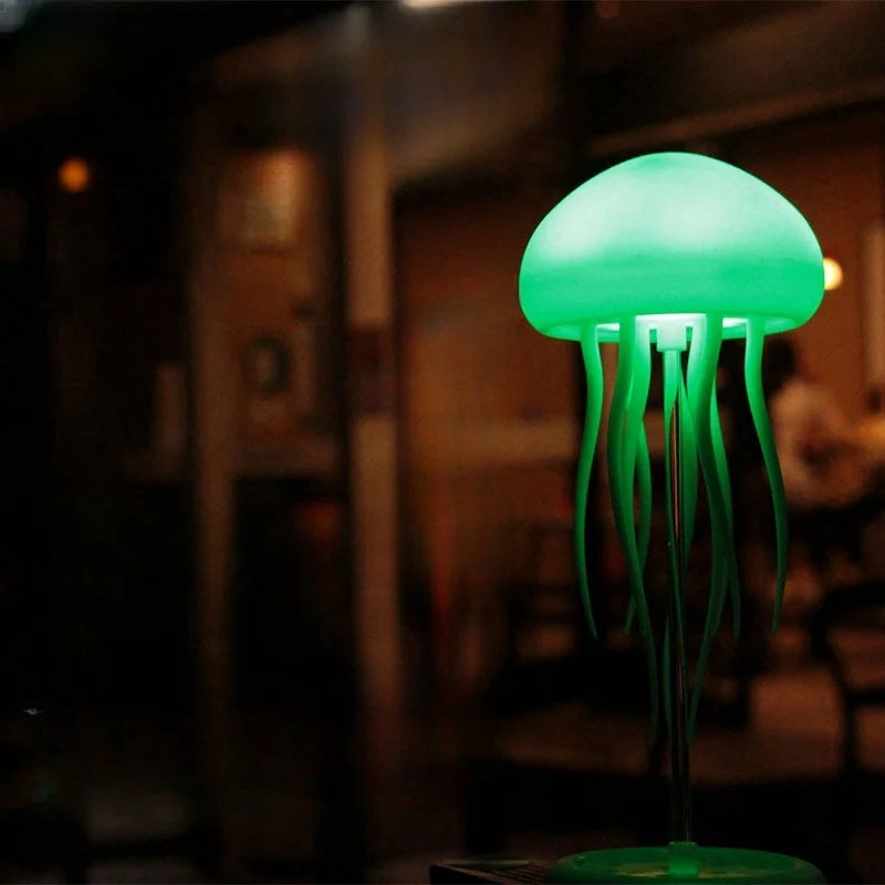 Newest Sound Activated LED Jellyfish Lamp Home Decor Decompression Dynamic Table Lamp Camping Bar Atmosphere Light Modern Design