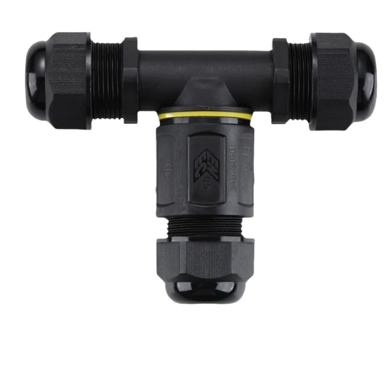 IP67 Waterproof T-Shaped Connector 2Pin 3Pin Screw Locking Joiner Plastic LED Garden & Landscape Light T Connector