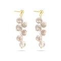 Trendy Vintage Women Jewelry  925 Keshi Baroque Freshwater Pearl Studs Long Earrings Gold Plated