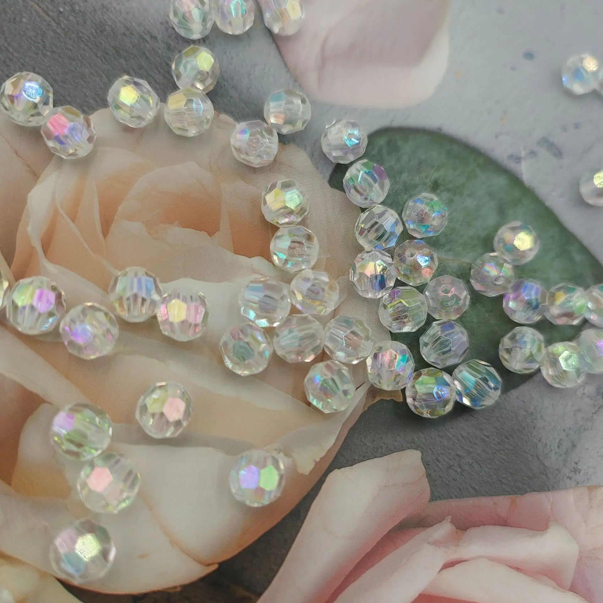 Transparent Colorful 6mm 8mm 10mm Plated AB Round 36 Faceted Acrylic Beads 500g/bag for DIY Jewelry Making