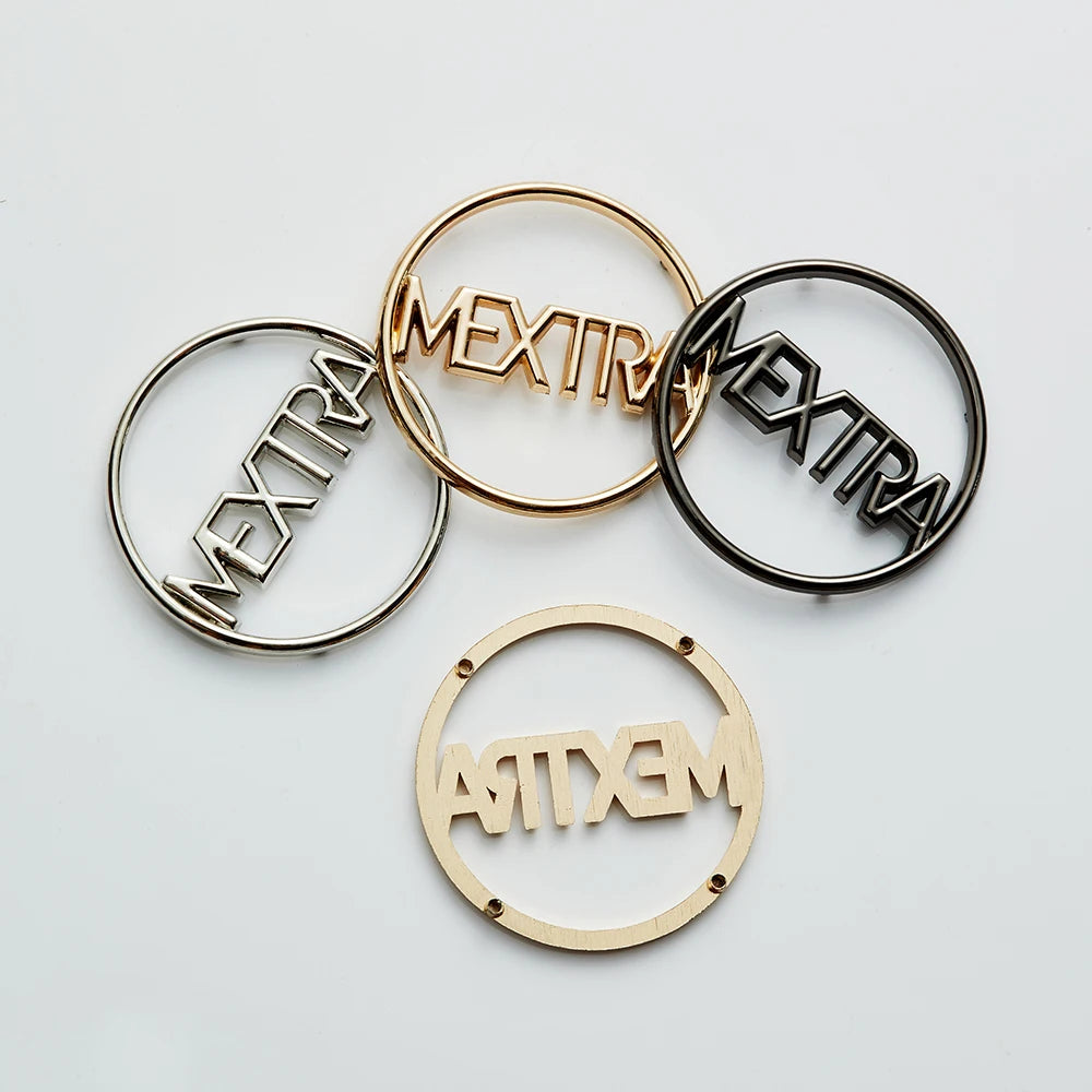 Custom Stainless Steel Metal Logo Bar Label Aluminum Round Tag Garment Accessories for Clothing Swimwear Premium Metal Crafts