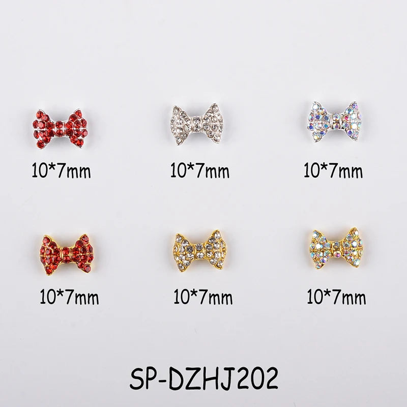 Wholesale Nail Charms Metal Alloy Nail Art Bow Rhinestone Crystal Diamonds Nail Manicure