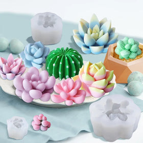 B-3272 Plantas Suculentas Fondant Mold Silicone Cactus Chocolate Cake Mold for Epoxy Resin Soap Plant Silica Gel Mold