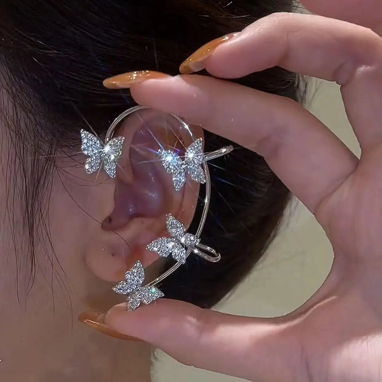 European and American Stylish Fringe Style Long Shiny Butterfly Zircon Earrings Gifts for Women