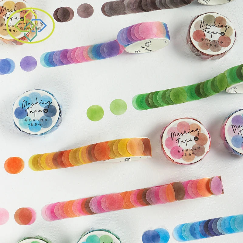 14x14mm Candy Dot Color Washi Vintage Journal Writing Deco Gift Water Activated Masking Paper Tapes