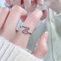 GT Simple Exquisite Pink Rhinestone Love Heart Rings Open Ring Student Valentine's Day Gift Fashion Jewelry Rings