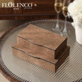 Flolenco Luxury Decorative Jewelry Storage Box Wooden Leather Jewelry Boxes for Home Decor
