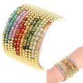 Design Ladies Gemstones Beaded Bangles Jewelry Gift Brass Gold Plated Beads Charm Bracelet