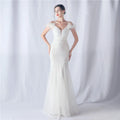 31565# Craft Mesh Positioning Flower Bead Annual Wedding Evening Dresses